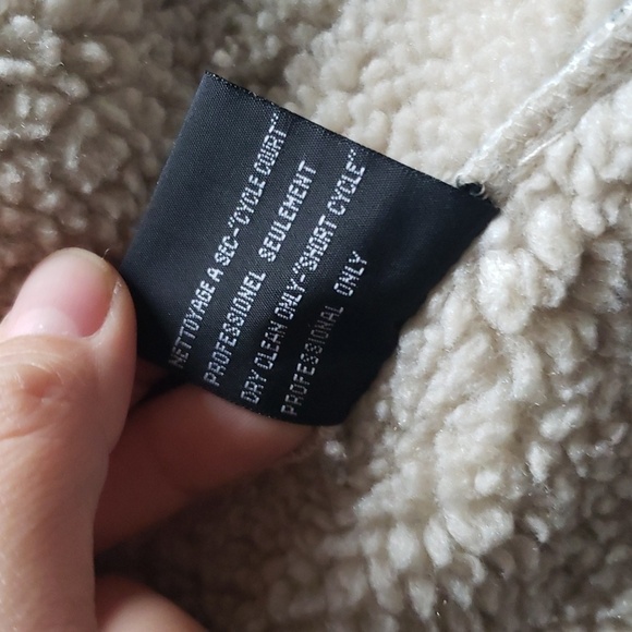 Dusty blue shearling faux leather parka size medium with toggles hooded medium - Picture 11 of 11